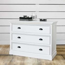 Maisons Du Monde Commodes Et Cabinets Commode En Pin Blanc L 115 Cm -Coffres et malles Soldes commode en pin blanc l 115 cm 1000 7 22 228351 3