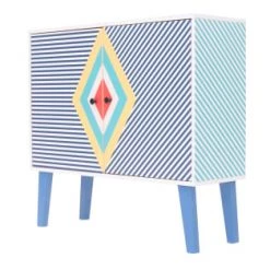 RNT By Really Nice Things Commodes Et Cabinets Commode En Pin Massif Avec Imprimé Multicouleur -Coffres et malles Soldes commode en pin massif avec imprime bleu et multicouleur