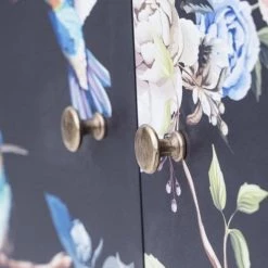 RNT By Really Nice Things Commodes Et Cabinets Commode En Pin Massif En Noir Et Imprimé Floral. -Coffres et malles Soldes commode en pin massif en noir et imprime floral 5