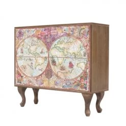 RNT By Really Nice Things Commodes Et Cabinets Commode En Pin Massif Imprimé Carte Du Monde. -Coffres et malles Soldes commode en pin massif imprime carte du monde 2