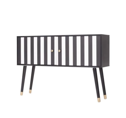 RNT By Really Nice Things Commodes Et Cabinets Commode En Pin Massif Imprimé Franges Blanches Et Noires. 5 RNT By Really Nice Things Commodes Et Cabinets Commode En Pin Massif Imprimé Franges Blanches Et Noires. – Image 3