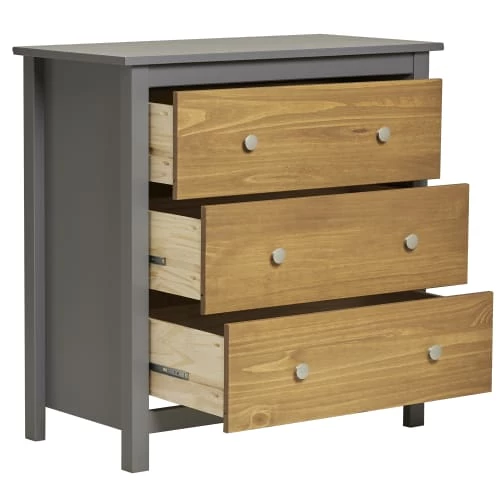 HOMN Commodes Et Cabinets Commode Gris 3 Tiroirs, Fabriqué En Bois De Pin Massif 5 HOMN Commodes Et Cabinets Commode Gris 3 Tiroirs, Fabriqué En Bois De Pin Massif – Image 3