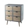 MACABANE Commodes Et Cabinets Commode Grise En Pin Gris 6 Tiroirs Beige -Coffres et malles Soldes commode grise en pin gris 6 tiroirs beige