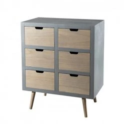 MACABANE Commodes Et Cabinets Commode Grise En Pin Gris 6 Tiroirs Beige
