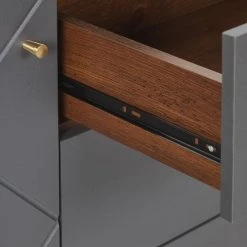 Beliani Commodes Et Cabinets Commode Grise Et Effet Bois Foncé -Coffres et malles Soldes commode grise et effet bois fonce 5