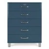 Meubles & Design Commodes Et Cabinets Commode Haute 5 Tiroirs Bleu Foncé -Coffres et malles Soldes commode haute 5 tiroirs bleu fonce
