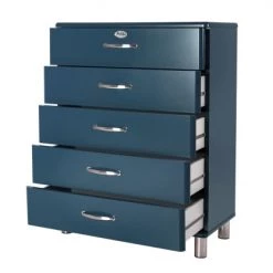 Meubles & Design Commodes Et Cabinets Commode Haute 5 Tiroirs Bleu Foncé -Coffres et malles Soldes commode haute 5 tiroirs bleu fonce 2