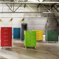 Meubles & Design Commodes Et Cabinets Commode Haute 5 Tiroirs Bleu Foncé -Coffres et malles Soldes commode haute 5 tiroirs bleu fonce 4