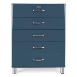 Meubles & Design Commodes Et Cabinets Commode Haute 5 Tiroirs Orange -Coffres et malles Soldes commode haute 5 tiroirs bleu fonce 6