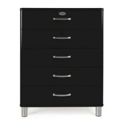 Meubles & Design Commodes Et Cabinets Commode Haute 5 Tiroirs Noir -Coffres et malles Soldes commode haute 5 tiroirs noir 2
