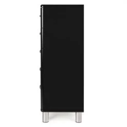 Meubles & Design Commodes Et Cabinets Commode Haute 5 Tiroirs Noir -Coffres et malles Soldes commode haute 5 tiroirs noir 3