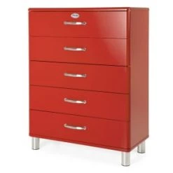 Meubles & Design Commodes Et Cabinets Commode Haute 5 Tiroirs Orange -Coffres et malles Soldes commode haute 5 tiroirs rouge
