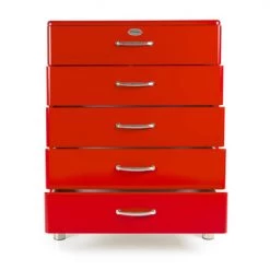 Meubles & Design Commodes Et Cabinets Commode Haute 5 Tiroirs Rouge -Coffres et malles Soldes commode haute 5 tiroirs rouge 5