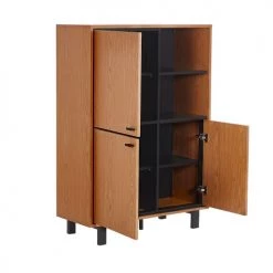 Beliani Commodes Et Cabinets Commode Haute Effet Bois De Chêne -Coffres et malles Soldes commode haute effet bois de chene 2