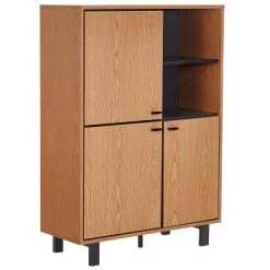 Beliani Commodes Et Cabinets Commode Haute Effet Bois De Chêne