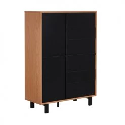 Beliani Commodes Et Cabinets Commode Haute Effet Bois De Chêne -Coffres et malles Soldes commode haute effet bois de chene 3