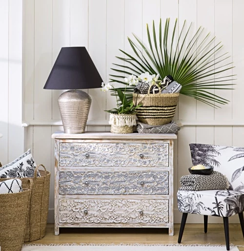 Maisons Du Monde Commodes Et Cabinets Commode Indienne Sculptée En Manguier Massif Blanche L 100 Cm 5 Maisons Du Monde Commodes Et Cabinets Commode Indienne Sculptée En Manguier Massif Blanche L 100 Cm – Image 3