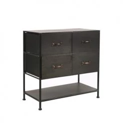 Pomax Commodes Et Cabinets Commode Industrielle 4 Tiroirs Noir Vintage -Coffres et malles Soldes commode industrielle 4 tiroirs noir vintage 2