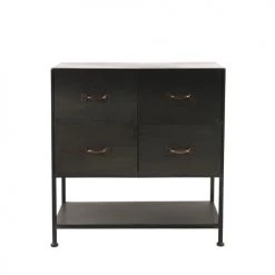 Pomax Commodes Et Cabinets Commode Industrielle 4 Tiroirs Noir Vintage