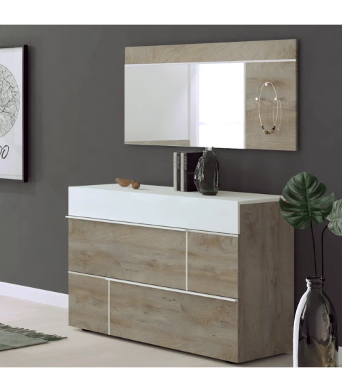 Calicosy Commodes Et Cabinets Commode Moderne 3 Tiroirs L120 Cm - Marron 4 Calicosy Commodes Et Cabinets Commode Moderne 3 Tiroirs L120 Cm - Marron – Image 2