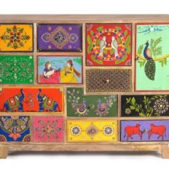 GINER Y COLOMER Commodes Et Cabinets Commode Multicolore En Manguier Peint à La Main