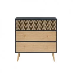 Baita Commodes Et Cabinets Commode Noir Et Effet Bois 3 Tiroirs