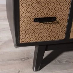 MACABANE Commodes Et Cabinets Commode Noire 8 Tiroirs Motifs Pin Marron -Coffres et malles Soldes commode noire 8 tiroirs motifs pin marron 2