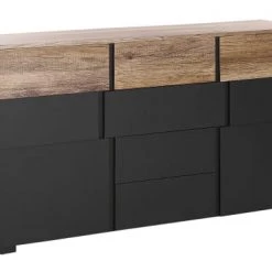 Beliani Commodes Et Cabinets Commode Noire Effet Bois Clair 4 Tiroirs