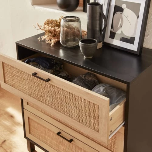 Alice's Garden Commodes Et Cabinets Commode Noire Et Cannage 80 X 40 X 80cm 5 Alice's Garden Commodes Et Cabinets Commode Noire Et Cannage 80 X 40 X 80cm – Image 3
