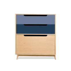 Kulile Commodes Et Cabinets Commode Peu Profonde Chene Naturel Bleu Nuit Bleu Ardoise