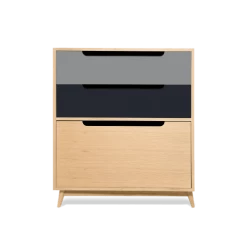 Kulile Commodes Et Cabinets Commode Peu Profonde Chene Naturel Gris Plomb Gris Anthracite