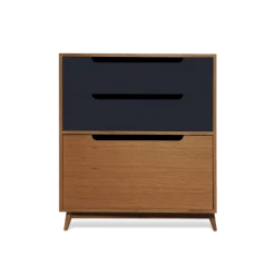 Kulile Commodes Et Cabinets Commode Peu Profonde En Chene Miel Gris Anthracite