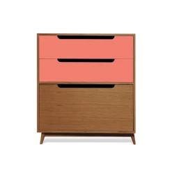 Kulile Commodes Et Cabinets Commode Peu Profonde En Chene Miel Rose Corail