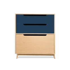 Kulile Commodes Et Cabinets Commode Peu Profonde En Chene Naturel Bleu Nuit