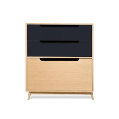 Kulile Commodes Et Cabinets Commode Peu Profonde En Chene Naturel Gris Anthracite