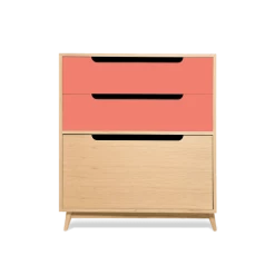 Kulile Commodes Et Cabinets Commode Peu Profonde En Chene Naturel Rose Corail