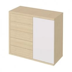 TEMAHOME Commodes Et Cabinets Commode Placage Blanc Et Chêne Clair 10 TEMAHOME Commodes Et Cabinets Commode Placage Blanc Et Chêne Clair -Coffres et malles Soldes commode placage blanc et chene clair 2