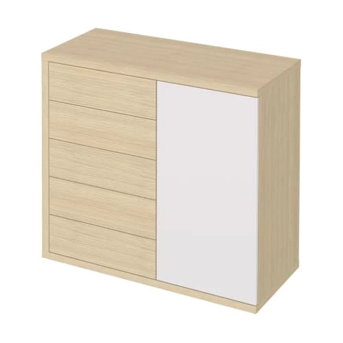 TEMAHOME Commodes Et Cabinets Commode Placage Blanc Et Chêne Clair 5 TEMAHOME Commodes Et Cabinets Commode Placage Blanc Et Chêne Clair – Image 3