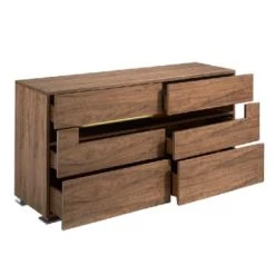 Angel Cerda Commodes Et Cabinets Commode Placage De Noyer Avec 6 Tiroirs Cachés Et Pieds En Acier Noir -Coffres et malles Soldes commode placage de noyer avec 6 tiroirs caches et pieds en acier noir 2