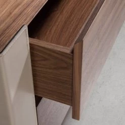 Angel Cerda Commodes Et Cabinets Commode Placage Noyer Et Cuir Recyclé Avec Tiroirs Soft Closing -Coffres et malles Soldes commode placage noyer et cuir recycle avec tiroirs soft closing 2