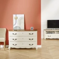Robin Des Bois Commodes Et Cabinets Commode Plateau Chêne 3 Tiroirs Blanc Ivoire -Coffres et malles Soldes commode plateau chene 3 tiroirs blanc ivoire 2