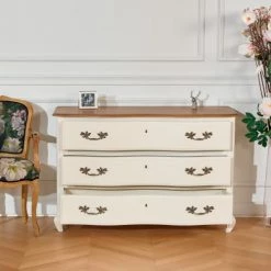 Robin Des Bois Commodes Et Cabinets Commode Plateau Chêne 3 Tiroirs Blanc Ivoire -Coffres et malles Soldes commode plateau chene 3 tiroirs blanc ivoire 3