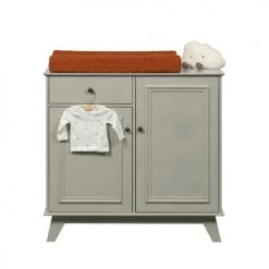Woood Commodes Et Cabinets Commode Pour Enfant 2 Portes 1 Tiroir En Pin Massif Vert De Gris -Coffres et malles Soldes commode pour enfant 2 portes 1 tiroir en pin massif vert de gris 3