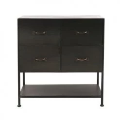 Pomax Commodes Et Cabinets Commode Style Industriel Métal Noir 4 Tiroirs Et 1 étagère -Coffres et malles Soldes commode style industriel metal noir 4 tiroirs et 1 etagere 2