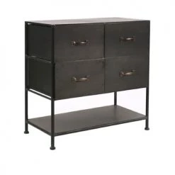 Pomax Commodes Et Cabinets Commode Style Industriel Métal Noir 4 Tiroirs Et 1 étagère