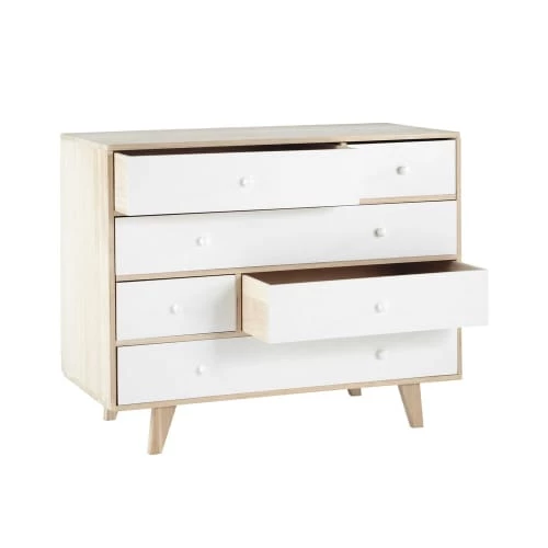 Maisons Du Monde Commodes Et Cabinets Commode Style Scandinave 6 Tiroirs En Paulownia Blanc 4 Maisons Du Monde Commodes Et Cabinets Commode Style Scandinave 6 Tiroirs En Paulownia Blanc – Image 2