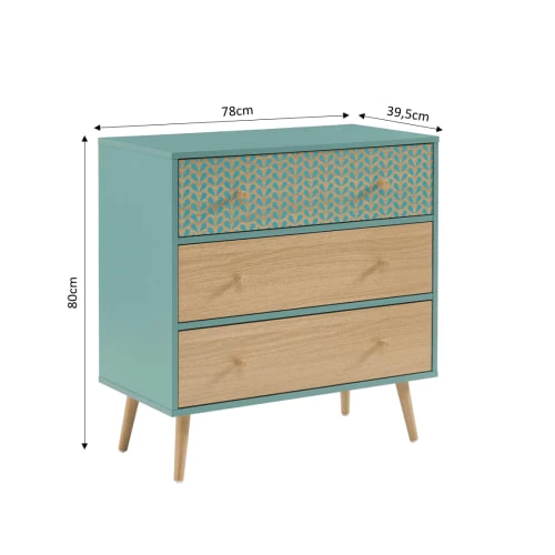 Baita Commodes Et Cabinets Commode Vert De Gris Et Effet Bois 3 Tiroirs 4 Baita Commodes Et Cabinets Commode Vert De Gris Et Effet Bois 3 Tiroirs – Image 2