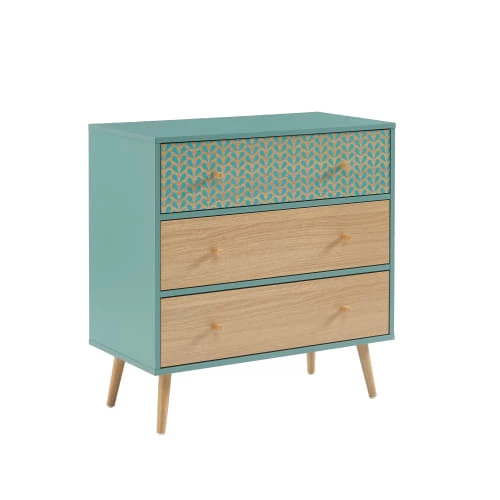 Baita Commodes Et Cabinets Commode Vert De Gris Et Effet Bois 3 Tiroirs 5 Baita Commodes Et Cabinets Commode Vert De Gris Et Effet Bois 3 Tiroirs – Image 3