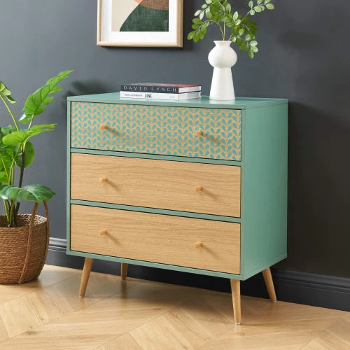 Baita Commodes Et Cabinets Commode Vert De Gris Et Effet Bois 3 Tiroirs 7 Baita Commodes Et Cabinets Commode Vert De Gris Et Effet Bois 3 Tiroirs – Image 5