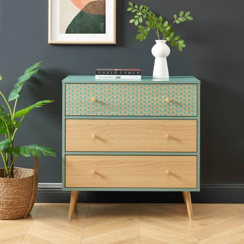 Baita Commodes Et Cabinets Commode Vert De Gris Et Effet Bois 3 Tiroirs 8 Baita Commodes Et Cabinets Commode Vert De Gris Et Effet Bois 3 Tiroirs – Image 6